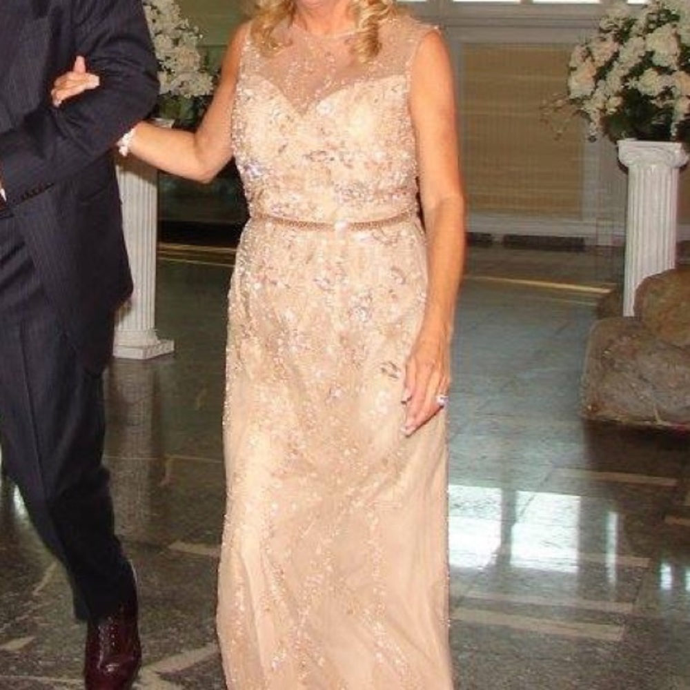 Beaded tan gown